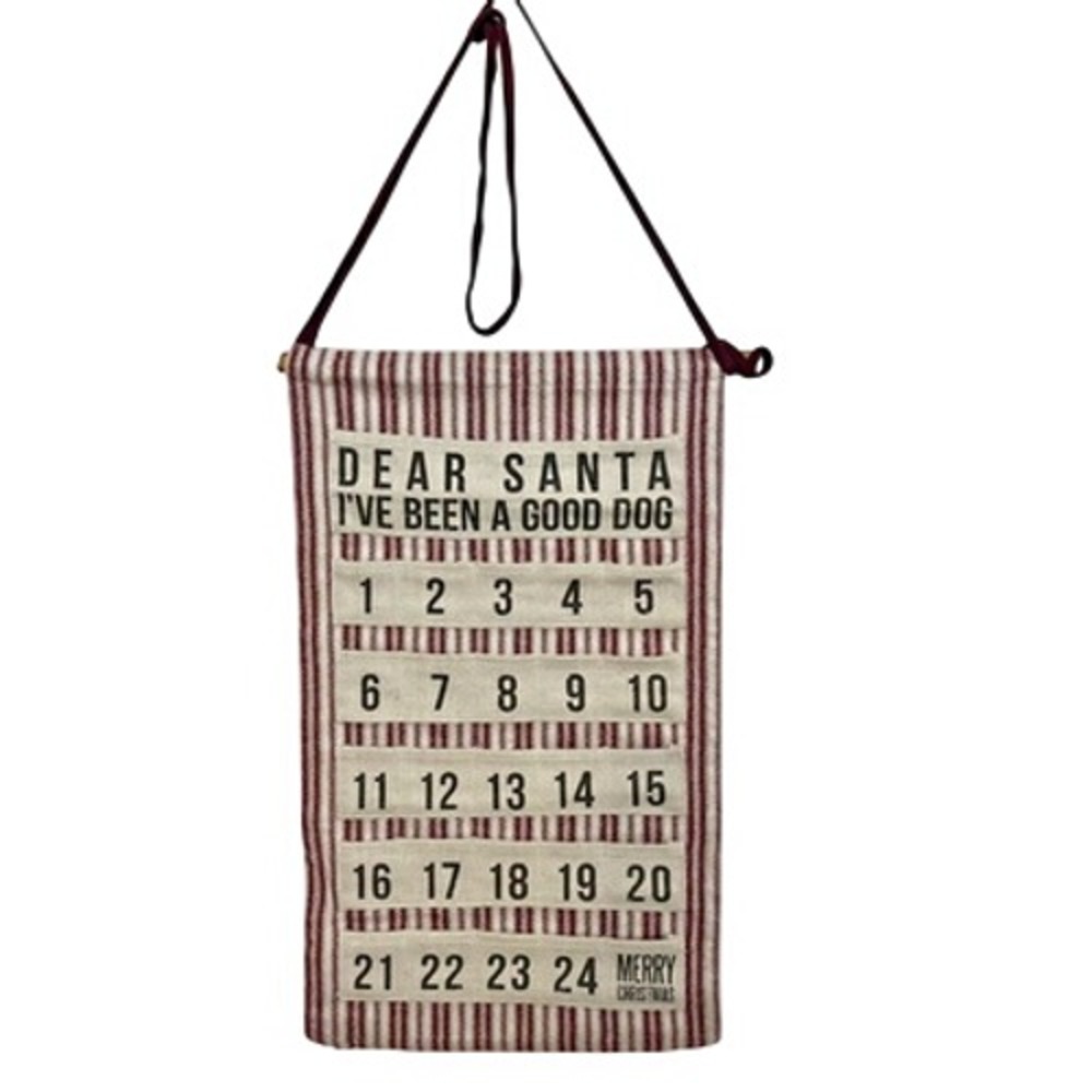 Primitives by Kathy Rustic Fabric Advent Countdown Calendar Dog Christmas Sign